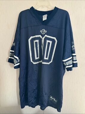 Hard Rock Cafe Navy and White Mesh Sports Jersey
